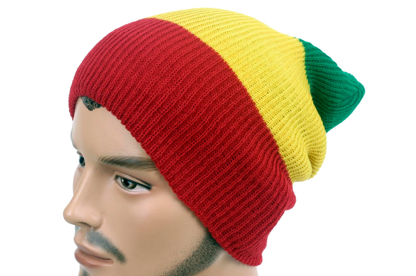Acrylic Rasta Cuffed Loose Beanie Hat