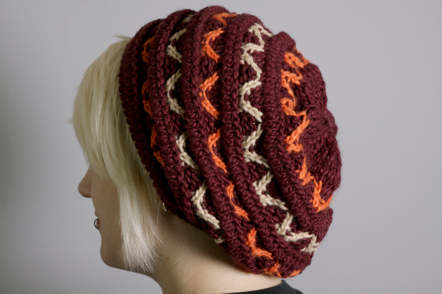 Textured Wool and Acrylic Mix Knitted Beanie Beret Hat