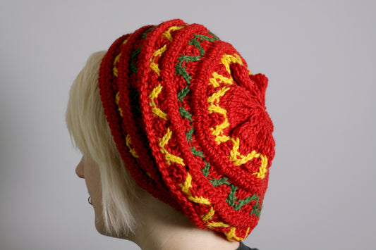 Textured Wool and Acrylic Mix Knitted Beanie Beret Hat