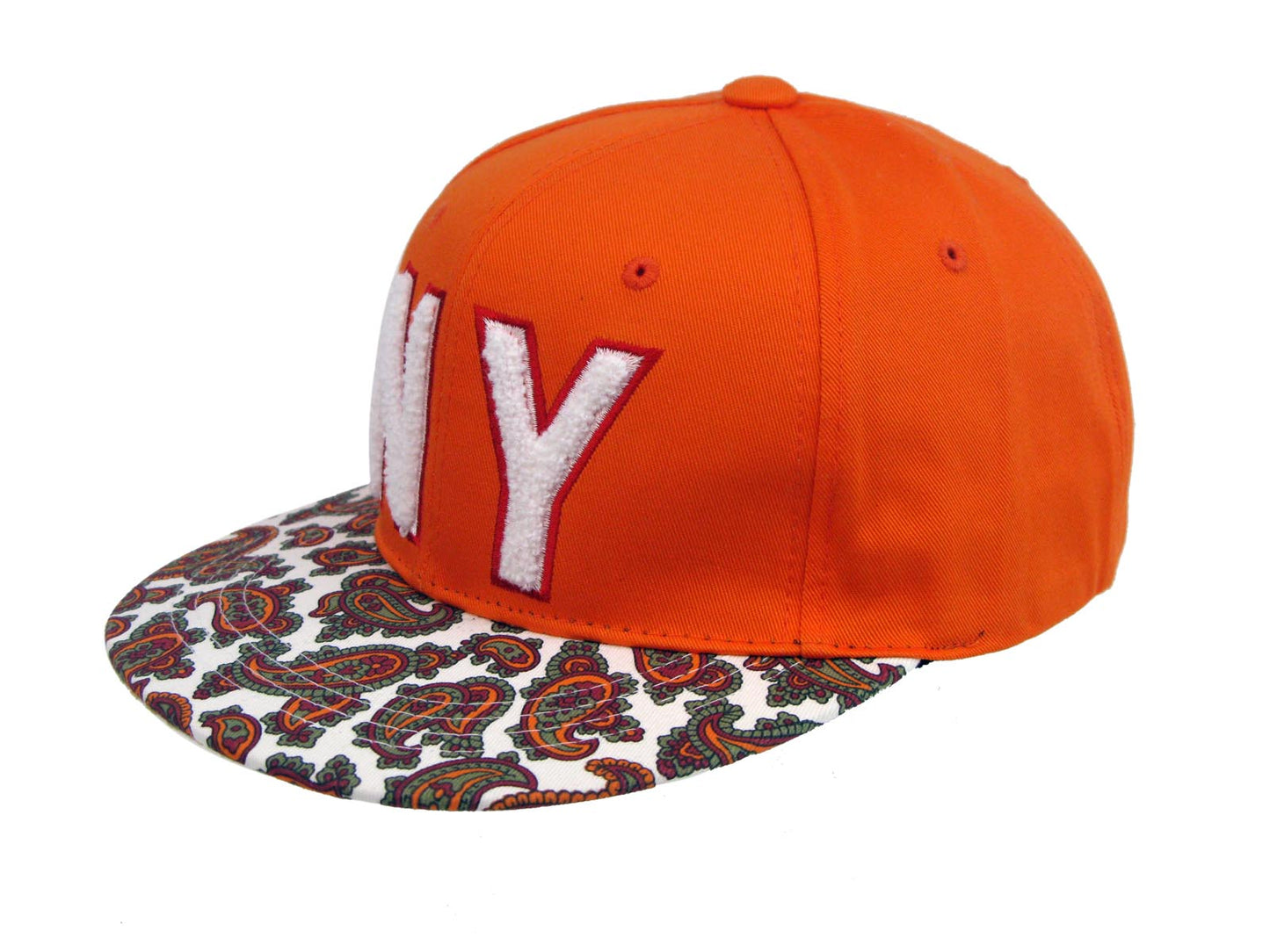 NY New York Paisley Flat Peak Snap Back Cap