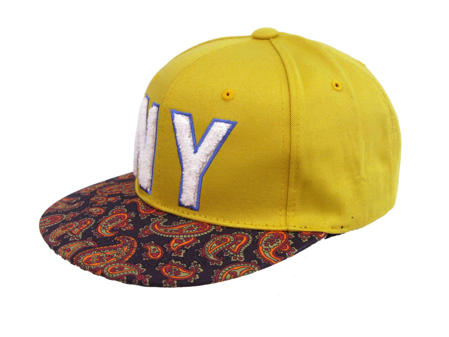 NY New York Paisley Flat Peak Snap Back Cap