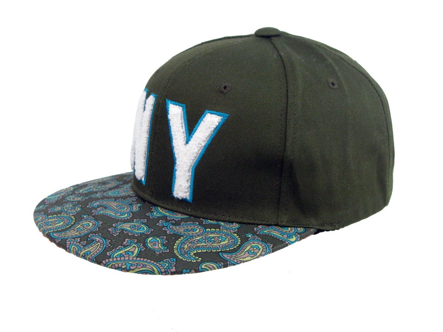 NY New York Paisley Flat Peak Snap Back Cap