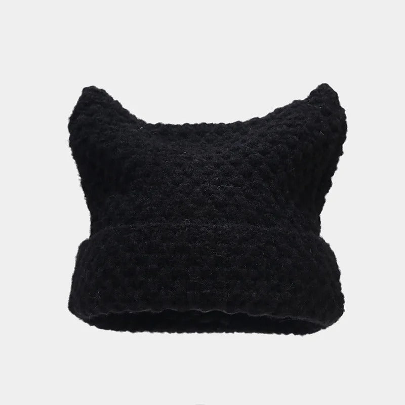 Devil Striped Knitted Hat Cute Cat Ears