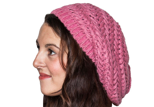 Light Comfortable Wool Loose Cross Knitted Beanie Beret Hat