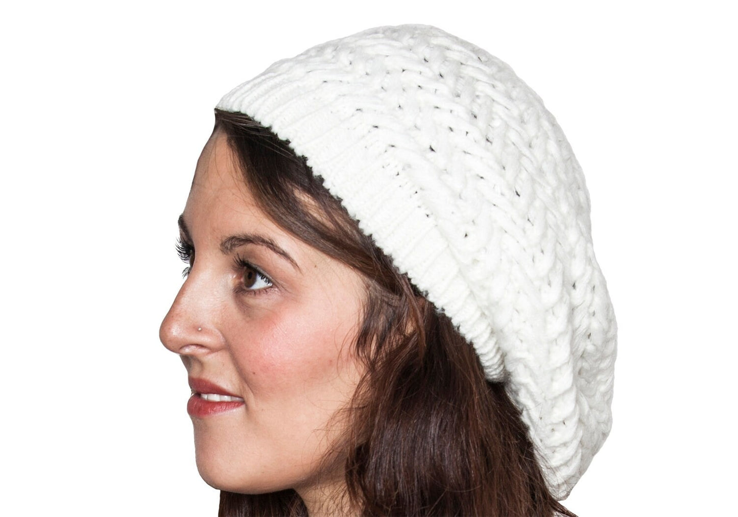 Light Comfortable Wool Loose Cross Knitted Beanie Beret Hat