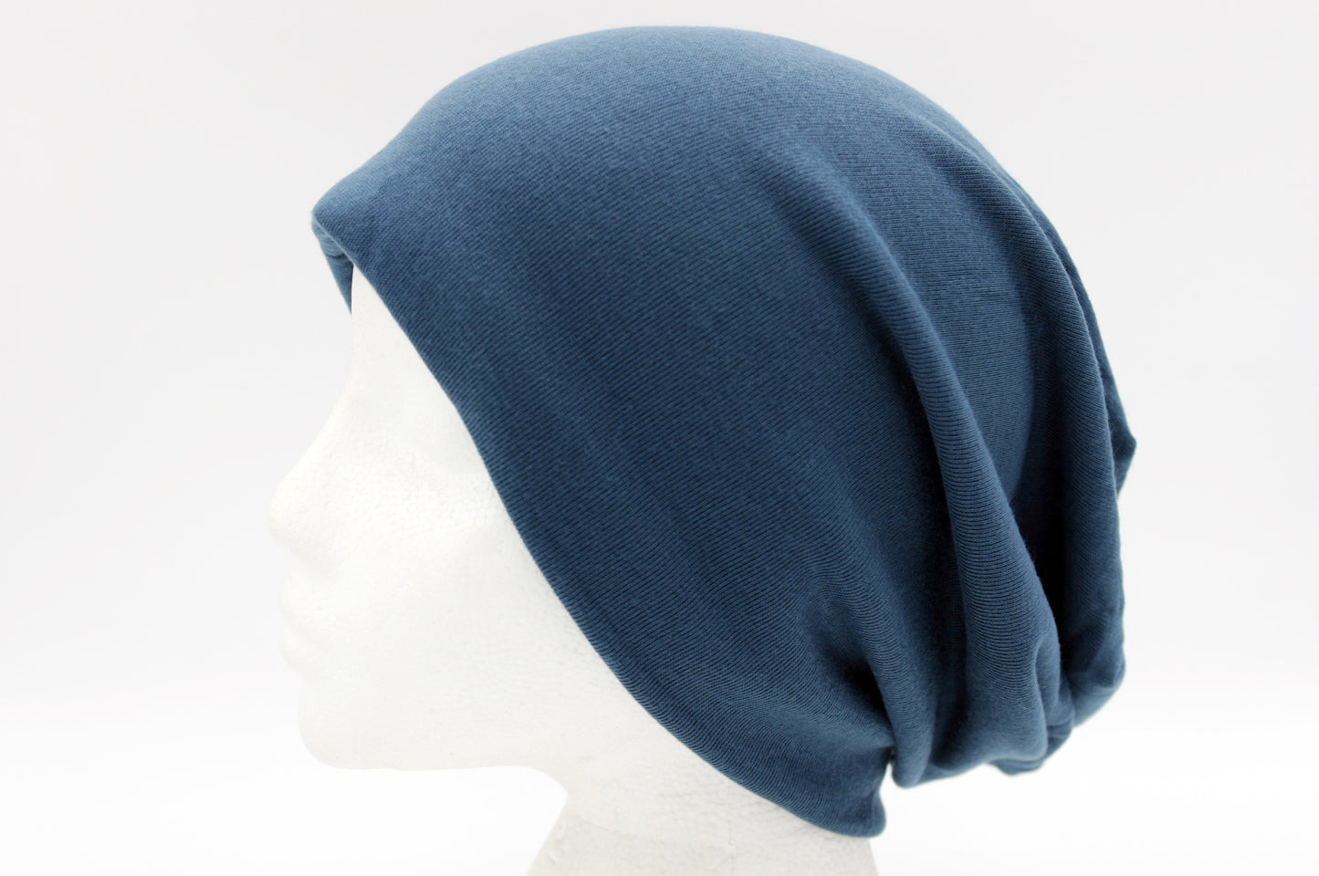 Blue Slouchy Cotton Beanie Hat