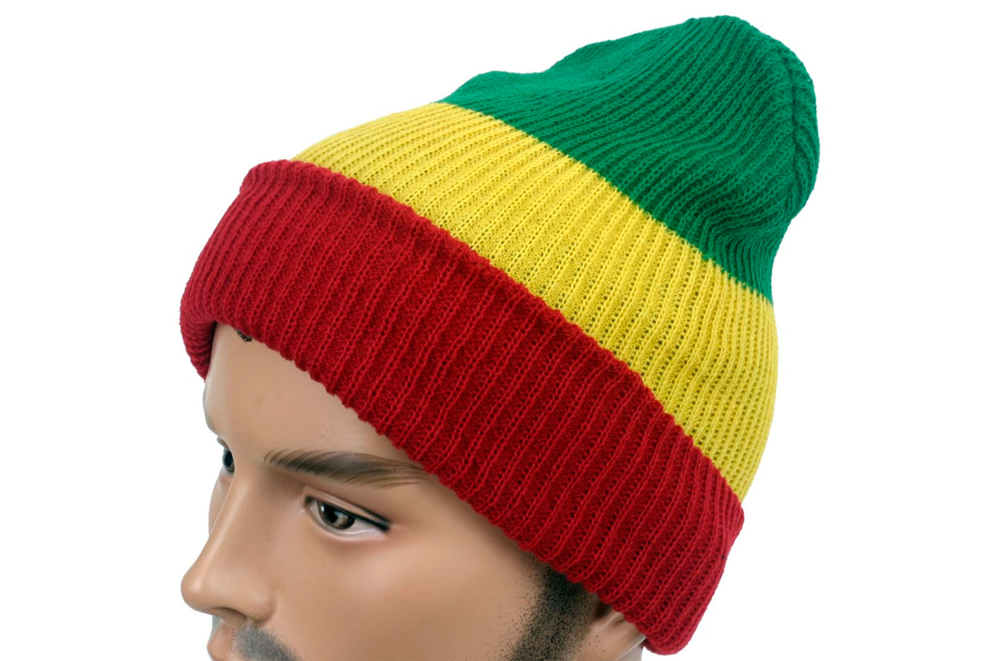 Acrylic Rasta Cuffed Loose Beanie Hat