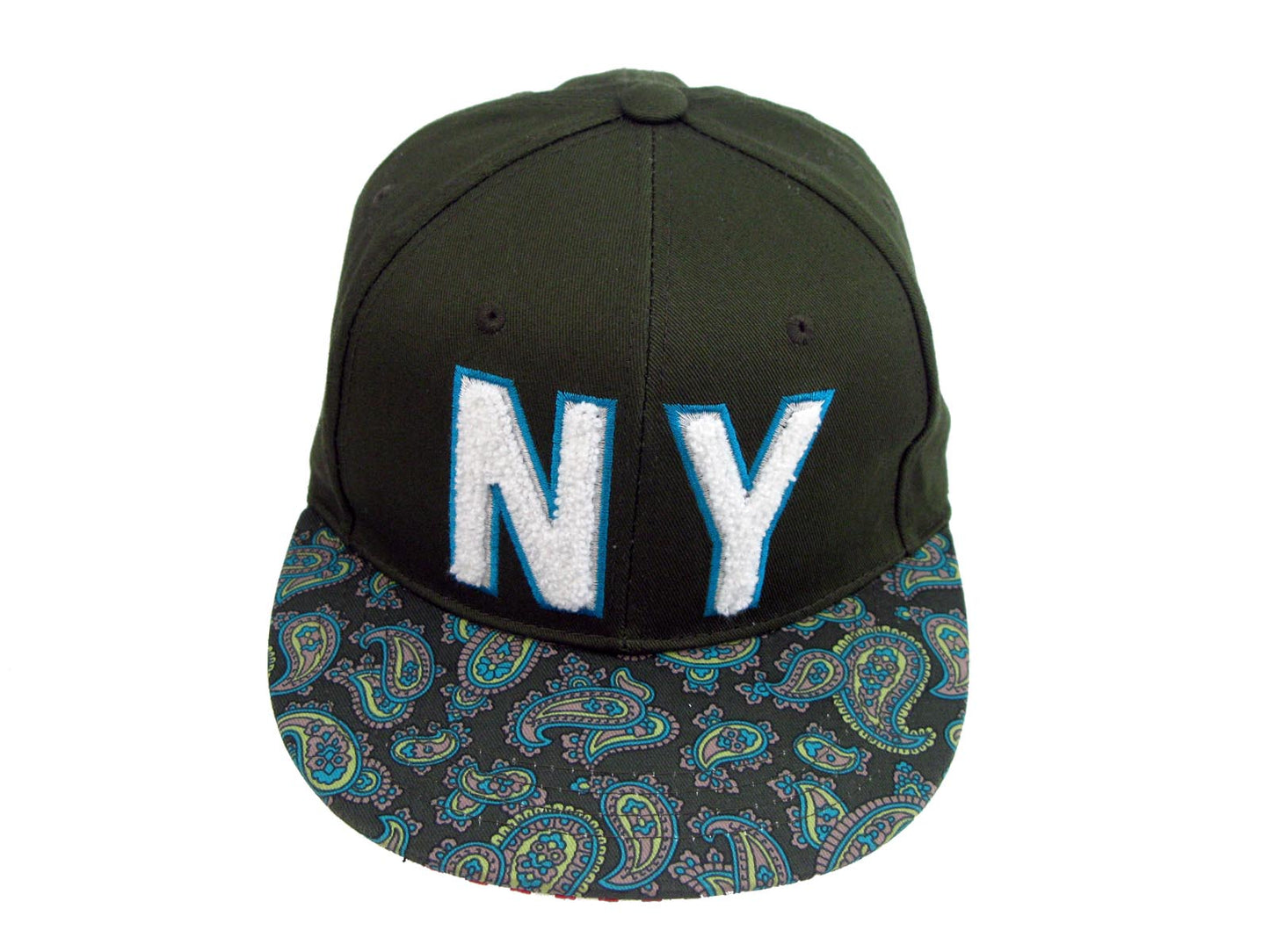 NY New York Paisley Flat Peak Snap Back Cap