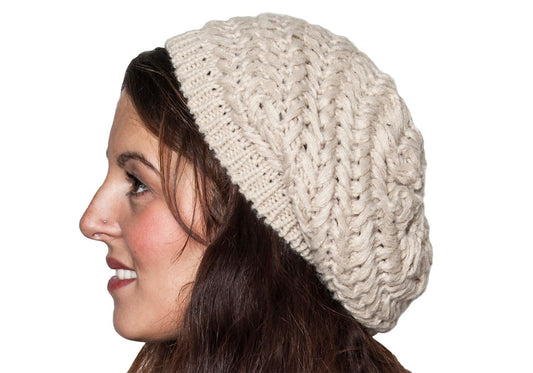 Light Comfortable Wool Loose Cross Knitted Beanie Beret Hat