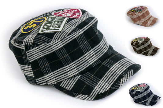 Military Army Style Cotton Chequered Cap