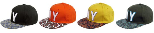 NY New York Paisley Flat Peak Snap Back Cap