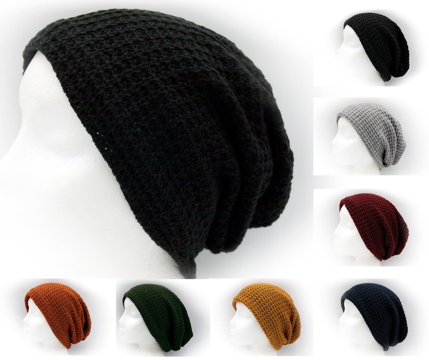 Colourful Waffle Textured Slouchy Beanie Hat