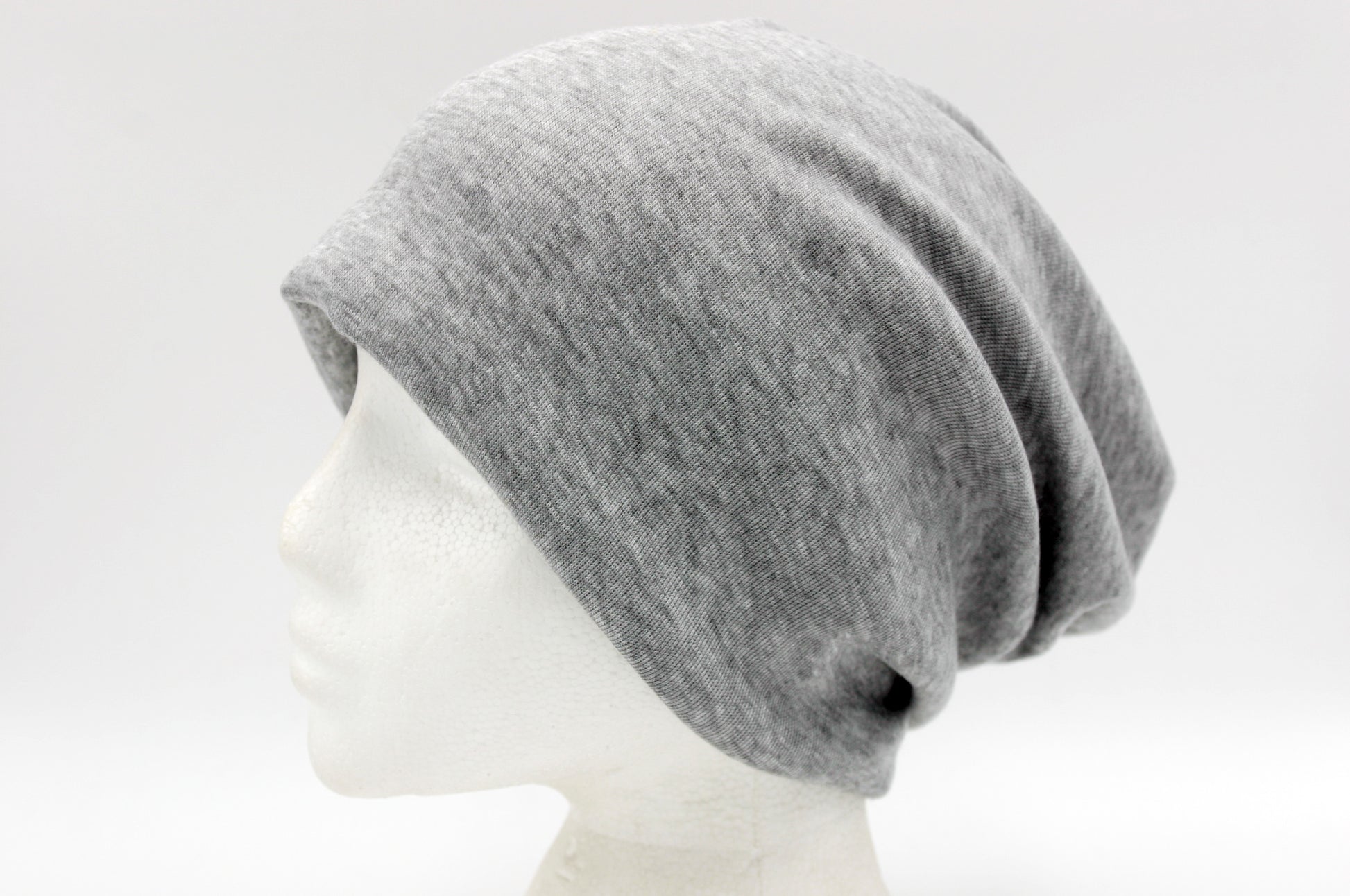 Light Grey Slouchy Cotton Beanie Hat